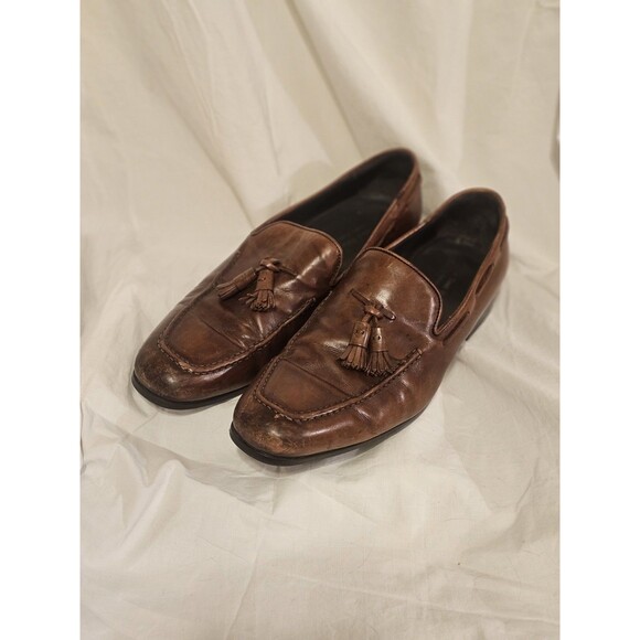 To Boot New York Adam Derrick Men's Italian Leather Tassel Loafers Brown Sz 10.5